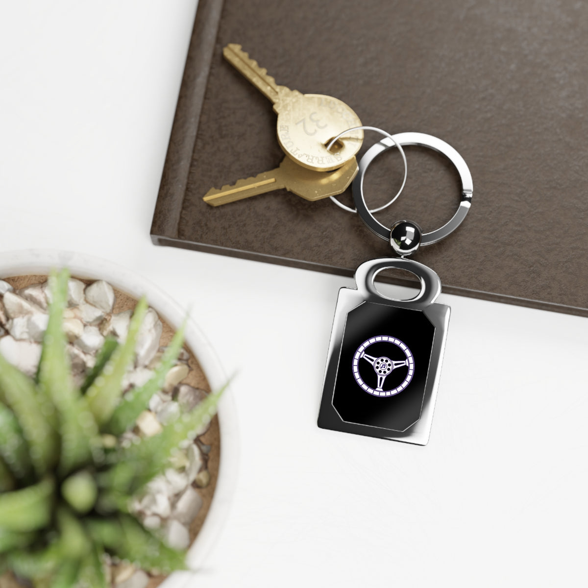 Cars, Music & Movies Photo Keyring – Steering Wheel Logo