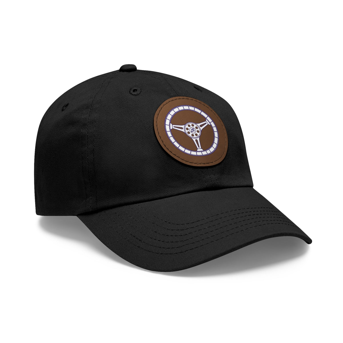 Cars, Music & Movies Leather Patch Hat – Film Strip Steering Wheel Logo