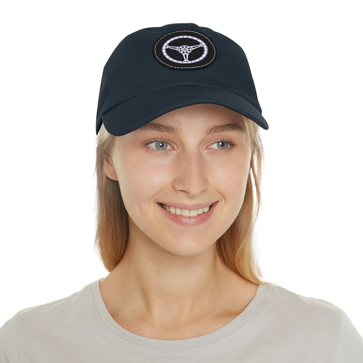 Cars, Music & Movies Leather Patch Hat – Film Strip Steering Wheel Logo