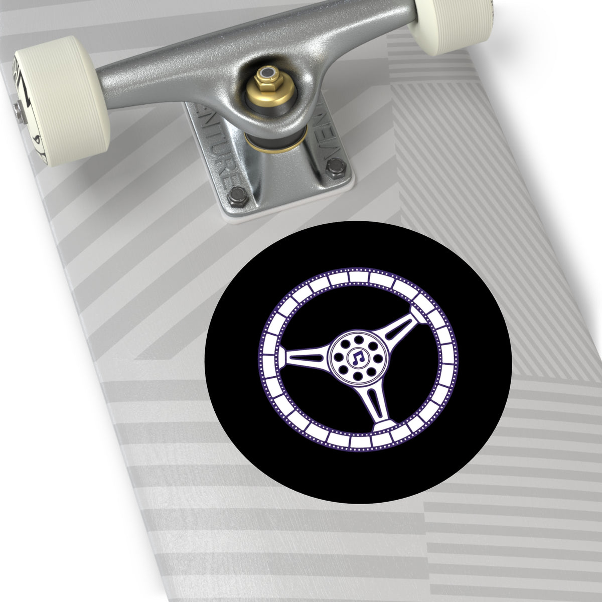 Cars, Music & Movies Round Vinyl Stickers – Steering Wheel Logo