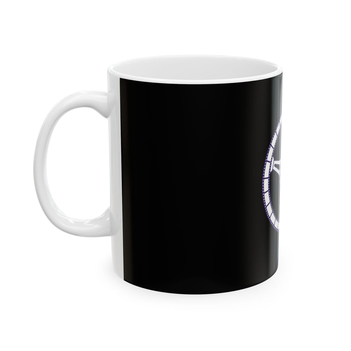 Cars, Music & Movies Ceramic Coffee Mug, 11oz – Film Strip Steering Wheel Logo