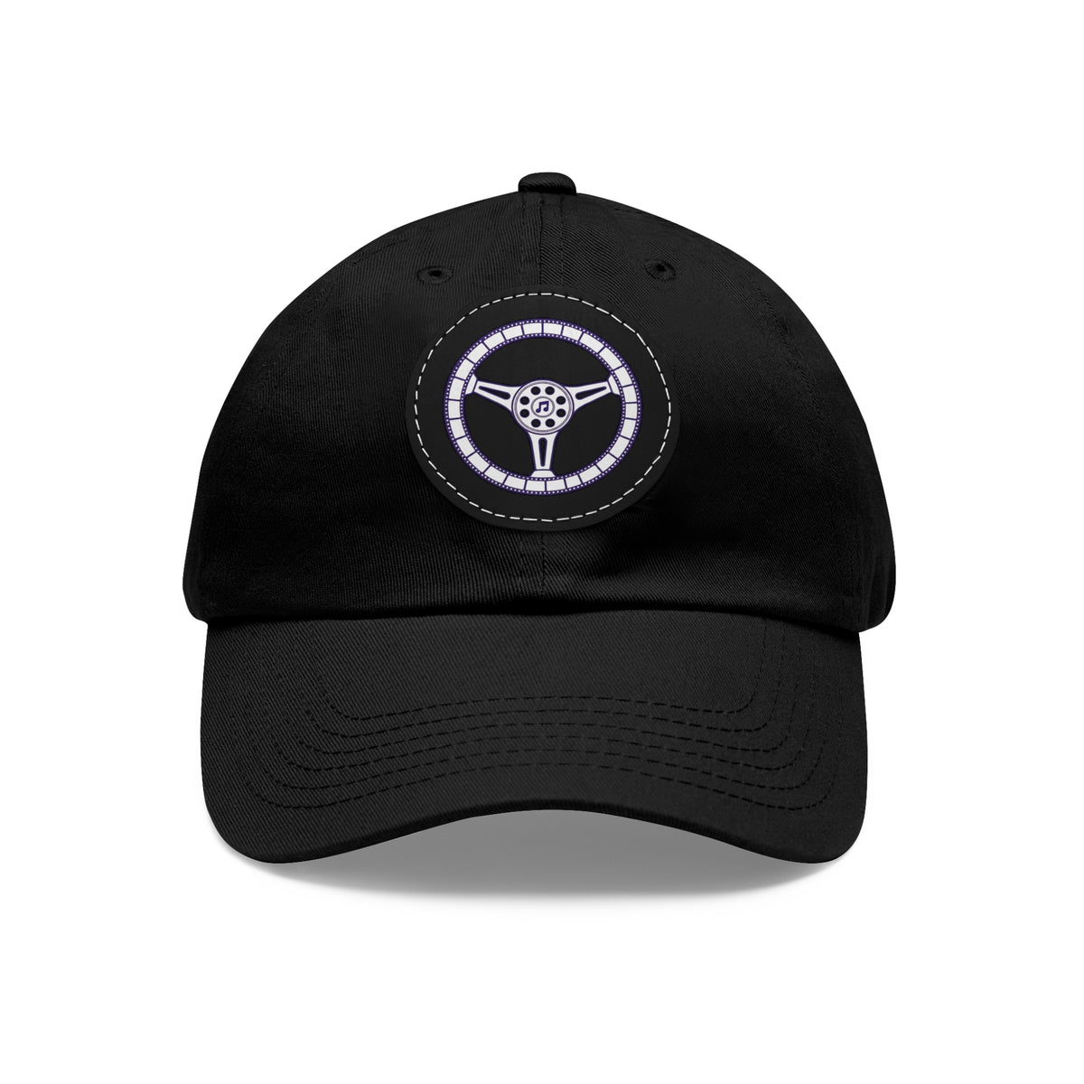 Cars, Music & Movies Leather Patch Hat – Film Strip Steering Wheel Logo