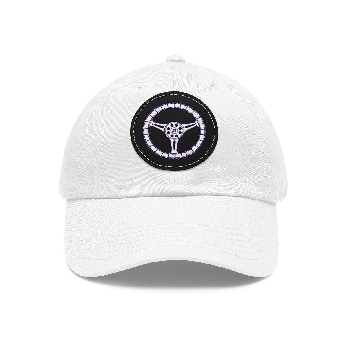 Cars, Music & Movies Leather Patch Hat – Film Strip Steering Wheel Logo