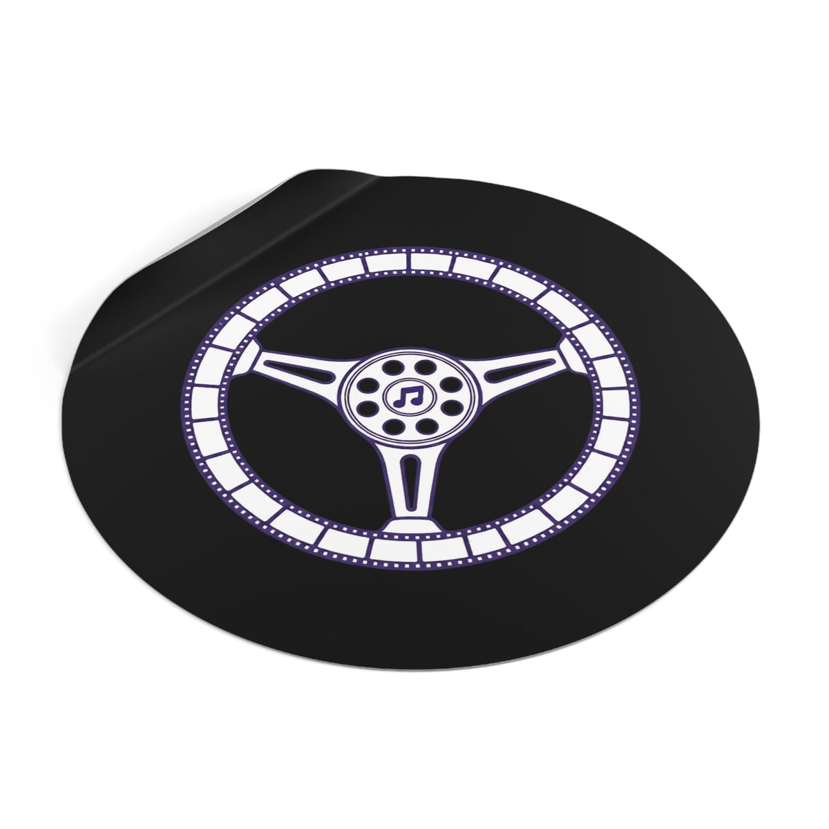Cars, Music & Movies Round Vinyl Stickers – Steering Wheel Logo