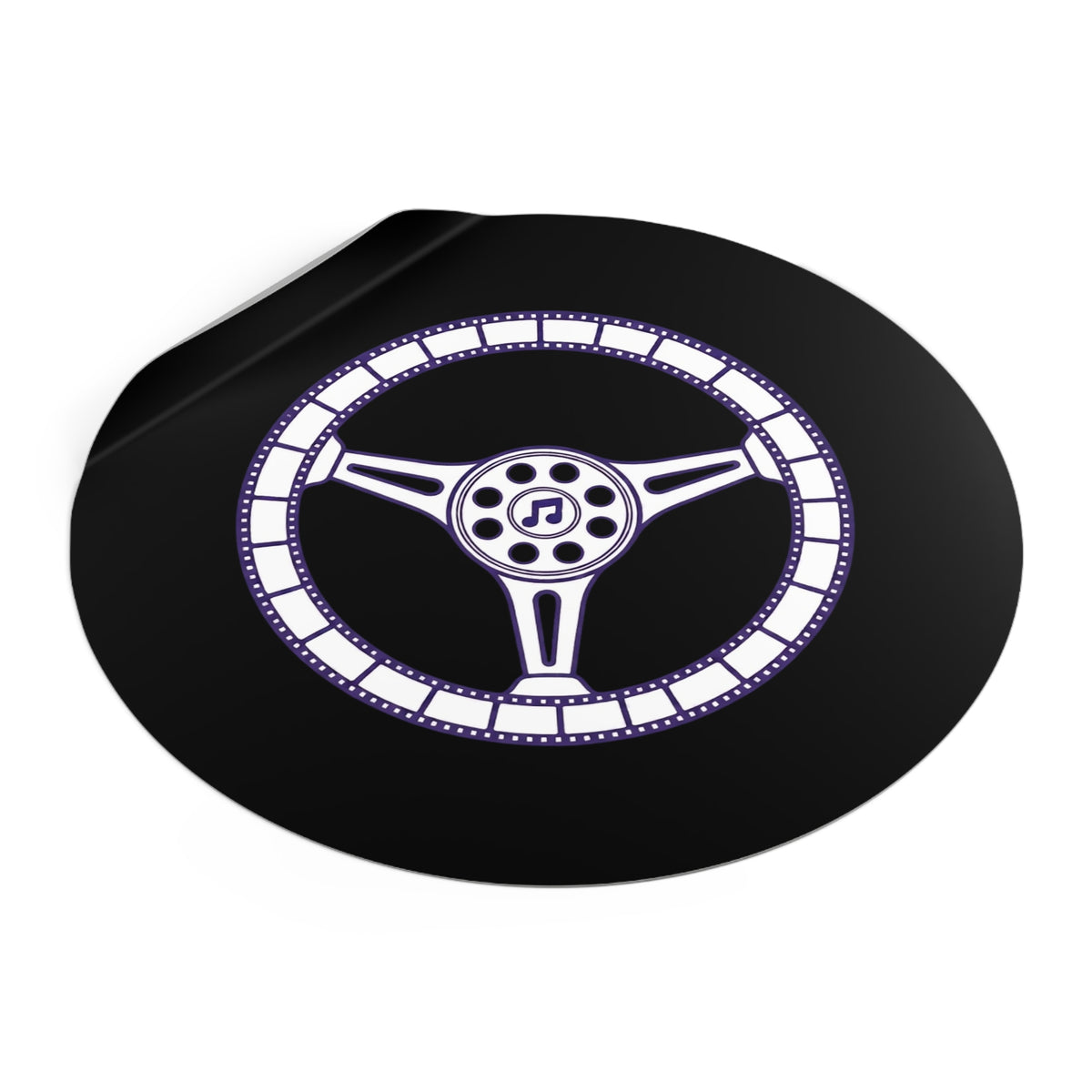 Cars, Music & Movies Round Vinyl Stickers – Steering Wheel Logo