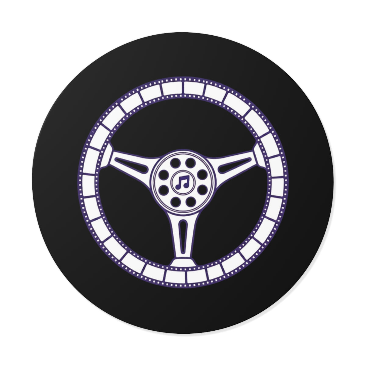 Cars, Music & Movies Round Vinyl Stickers – Steering Wheel Logo