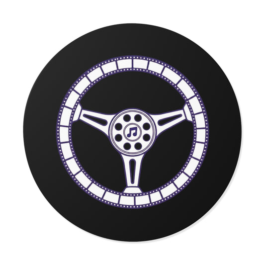 Cars, Music & Movies Round Vinyl Stickers – Steering Wheel Logo