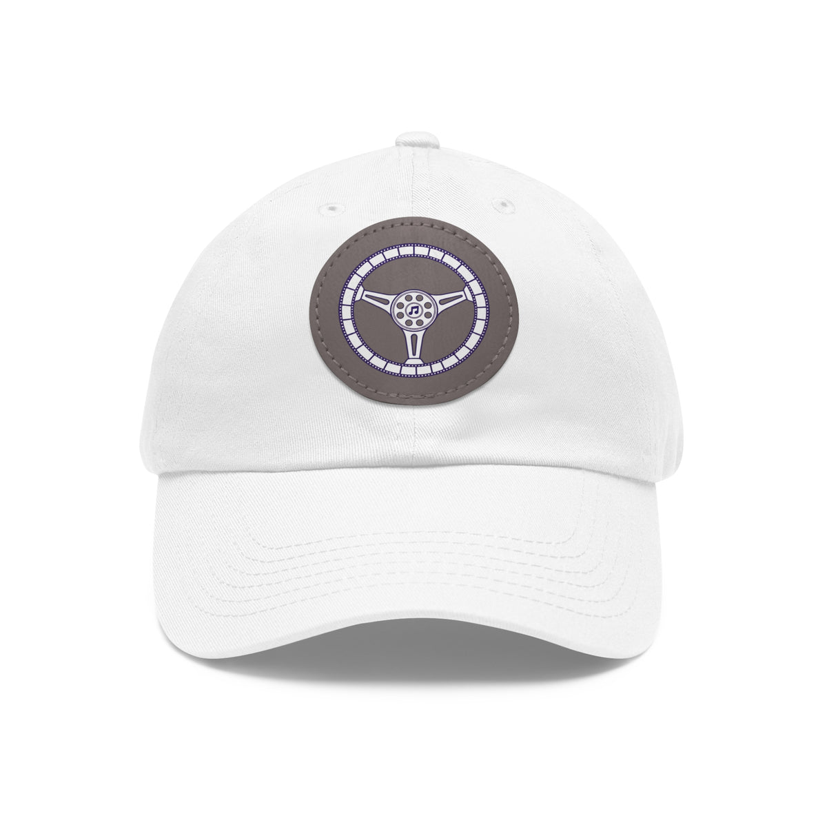 Cars, Music & Movies Leather Patch Hat – Film Strip Steering Wheel Logo