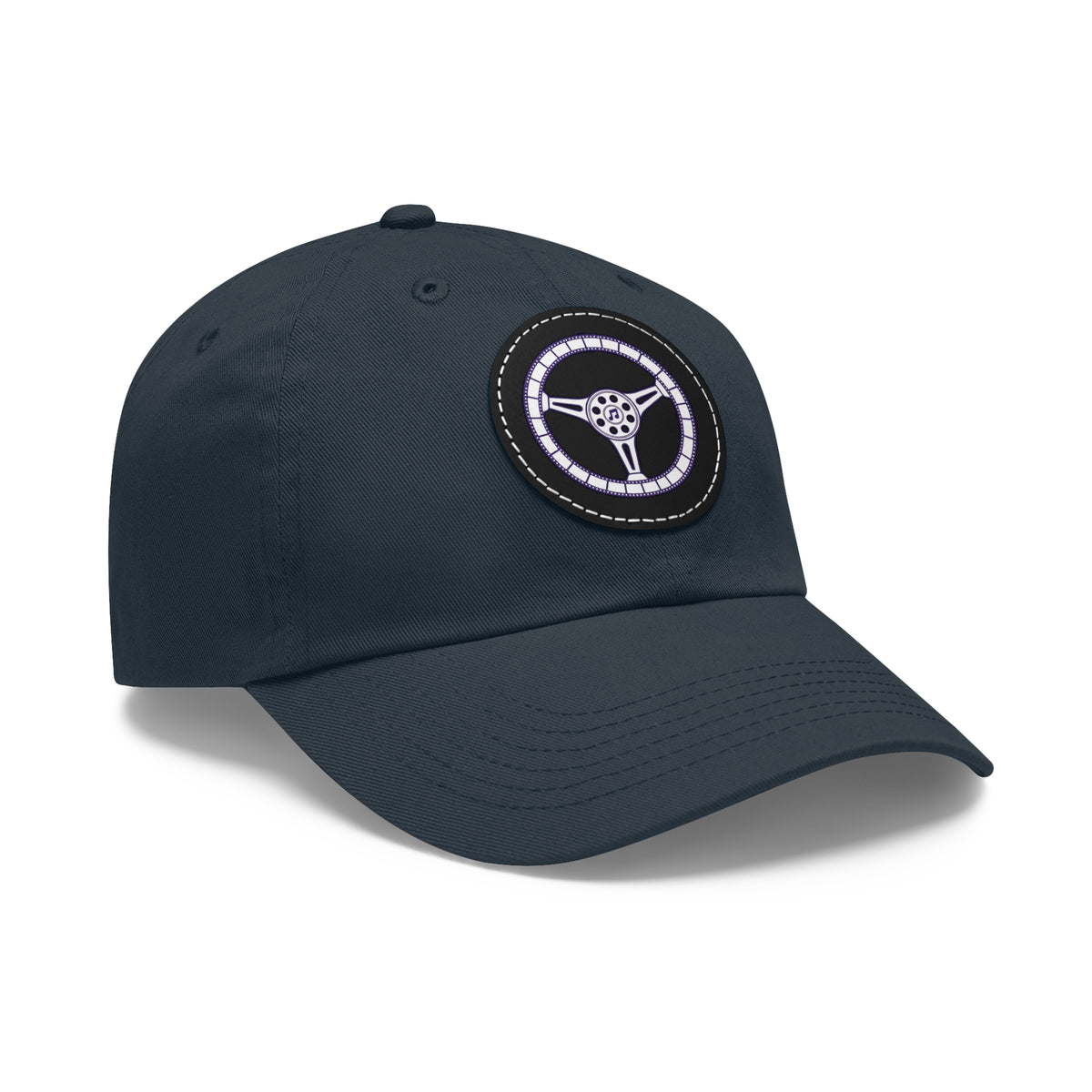 Cars, Music & Movies Leather Patch Hat – Film Strip Steering Wheel Logo