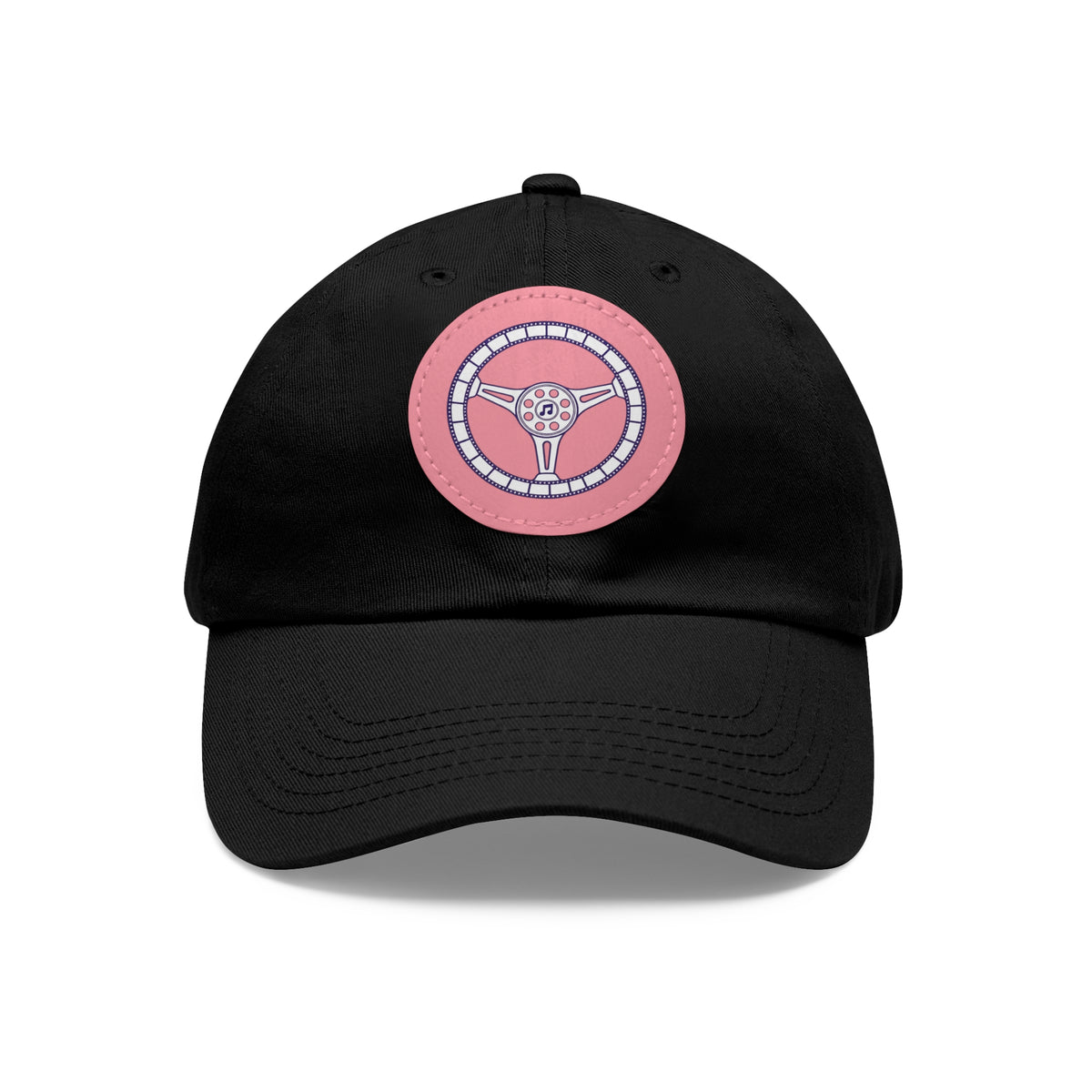 Cars, Music & Movies Leather Patch Hat – Film Strip Steering Wheel Logo