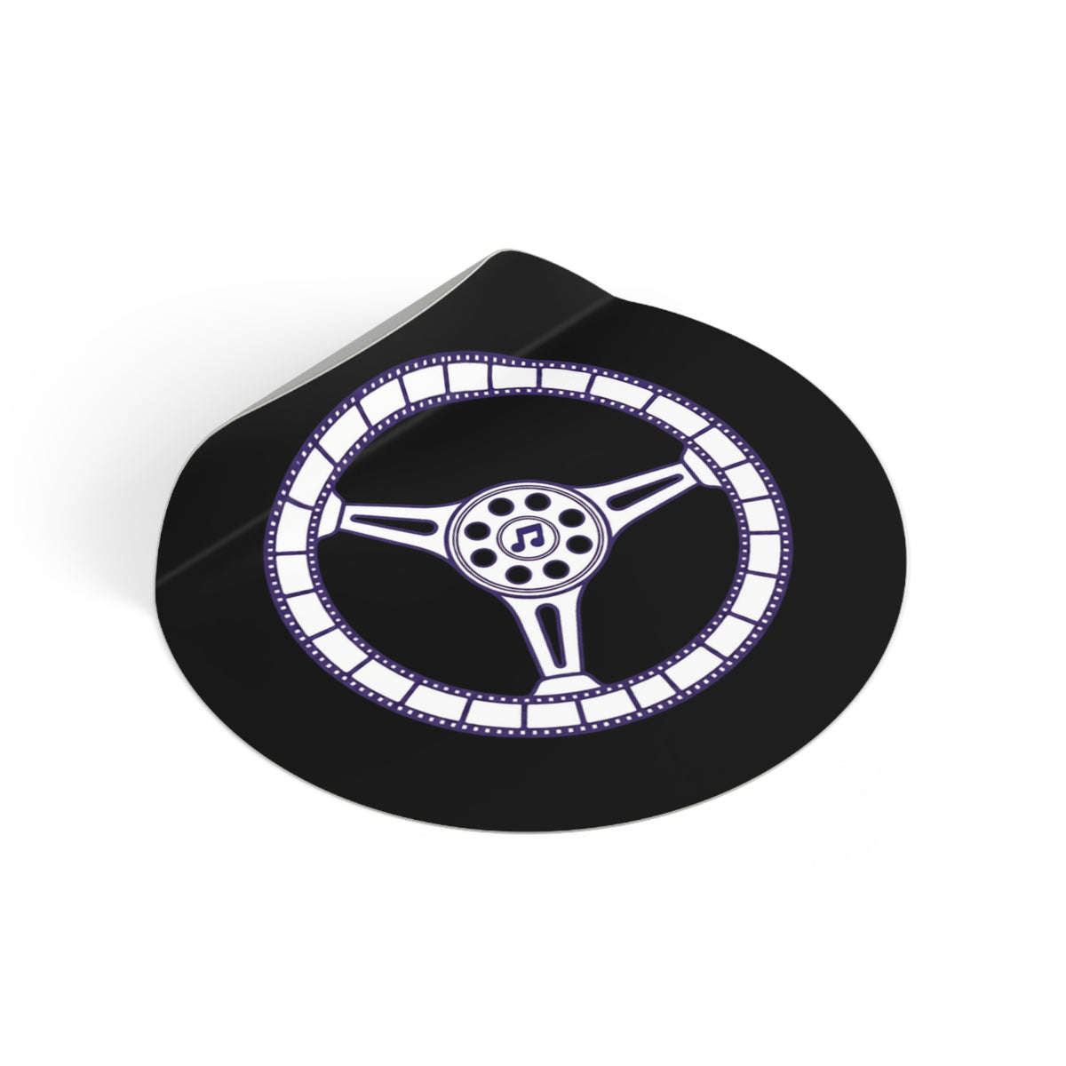 Cars, Music & Movies Round Vinyl Stickers – Steering Wheel Logo