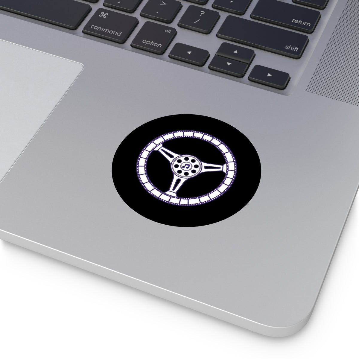 Cars, Music & Movies Round Vinyl Stickers – Steering Wheel Logo