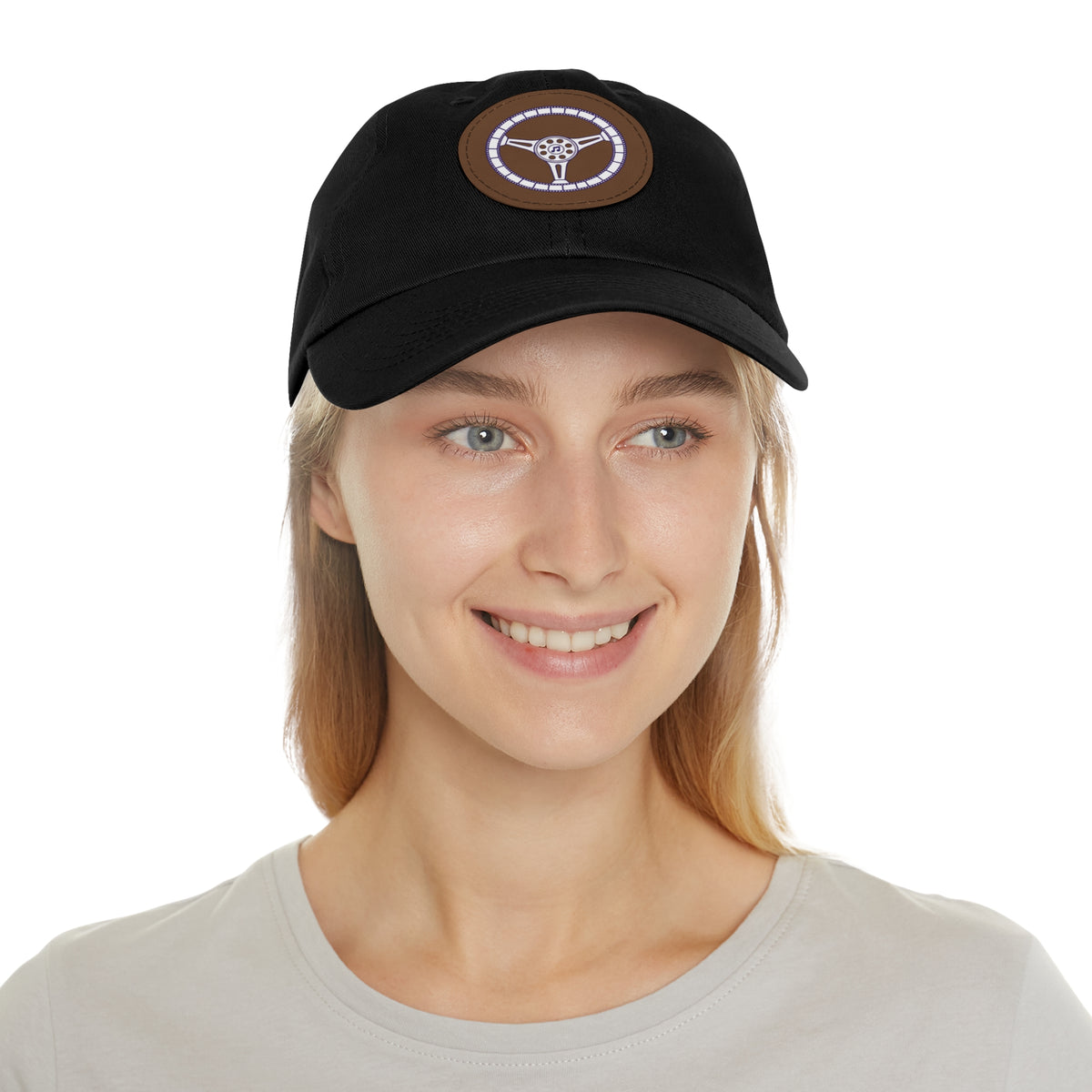 Cars, Music & Movies Leather Patch Hat – Film Strip Steering Wheel Logo