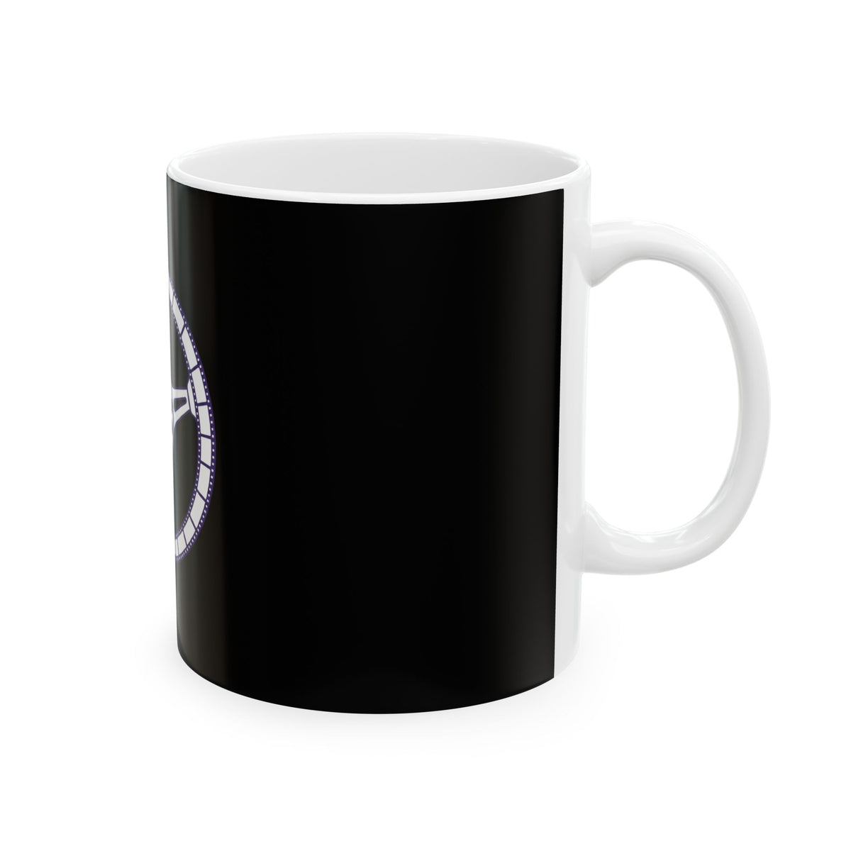 Cars, Music & Movies Ceramic Coffee Mug, 11oz – Film Strip Steering Wheel Logo