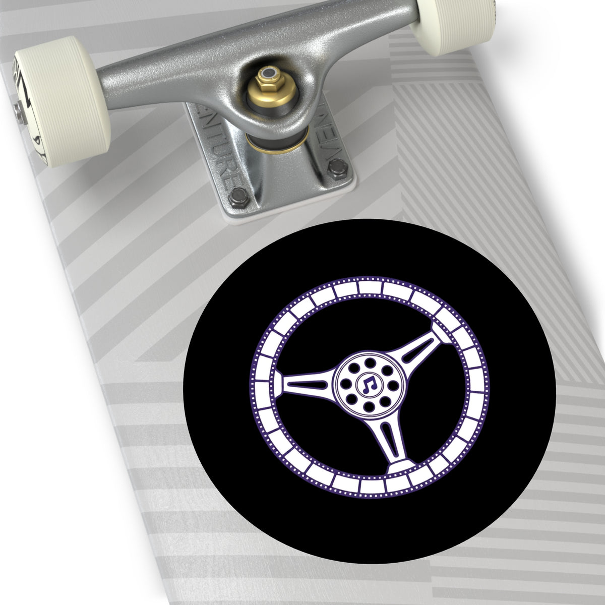 Cars, Music & Movies Round Vinyl Stickers – Steering Wheel Logo