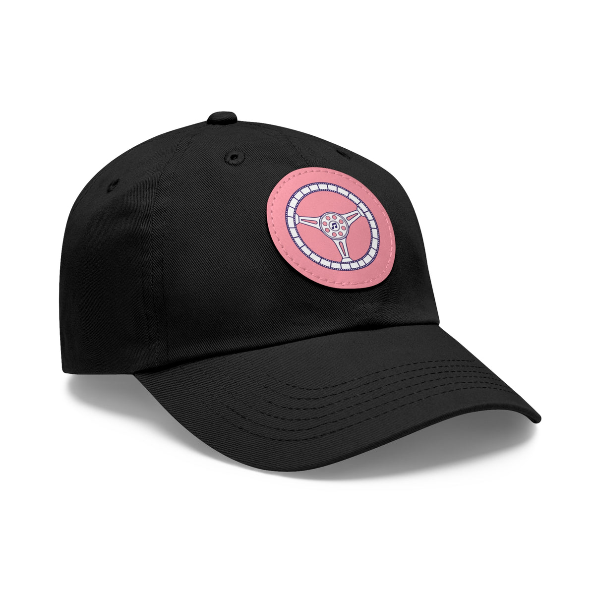 Cars, Music & Movies Leather Patch Hat – Film Strip Steering Wheel Logo
