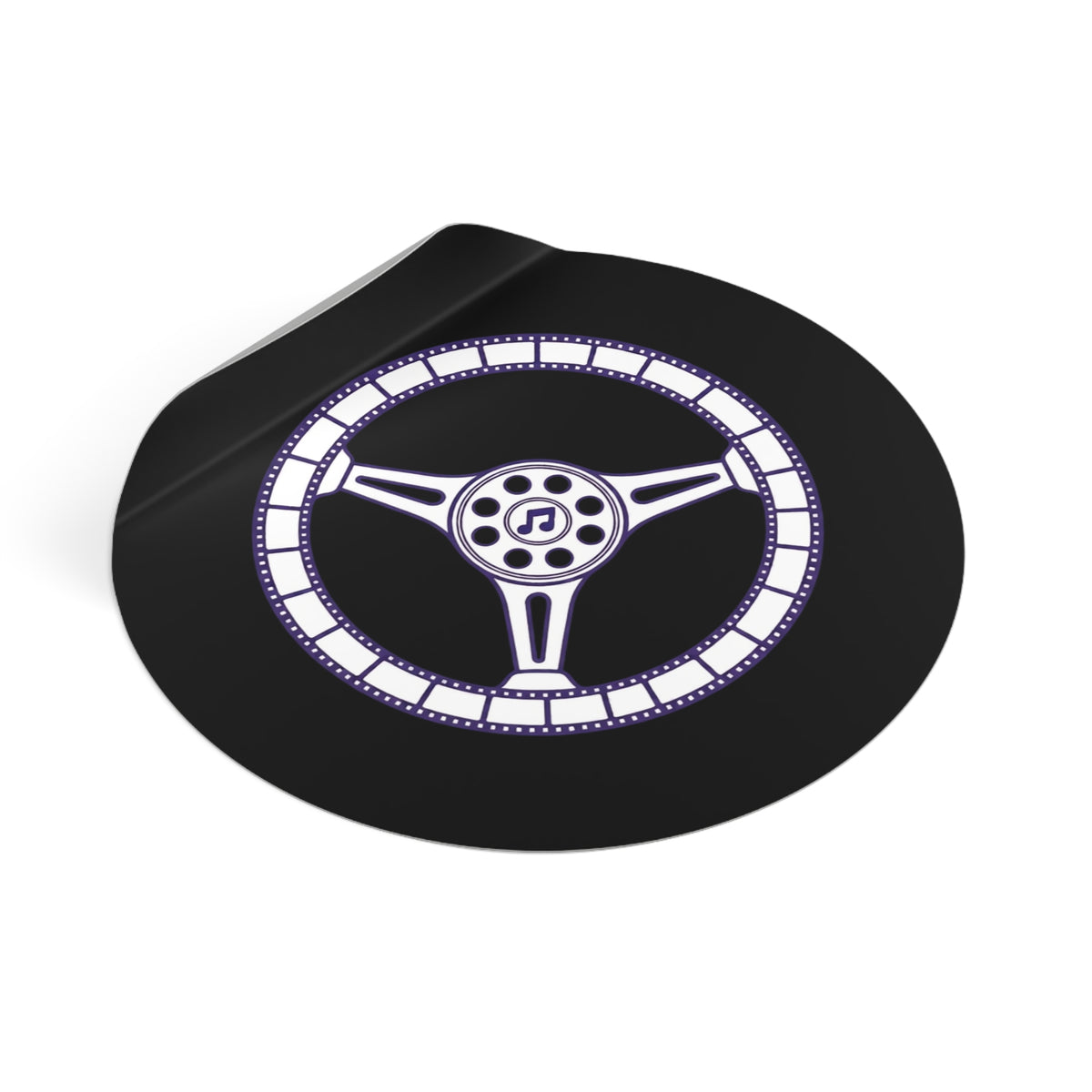 Cars, Music & Movies Round Vinyl Stickers – Steering Wheel Logo