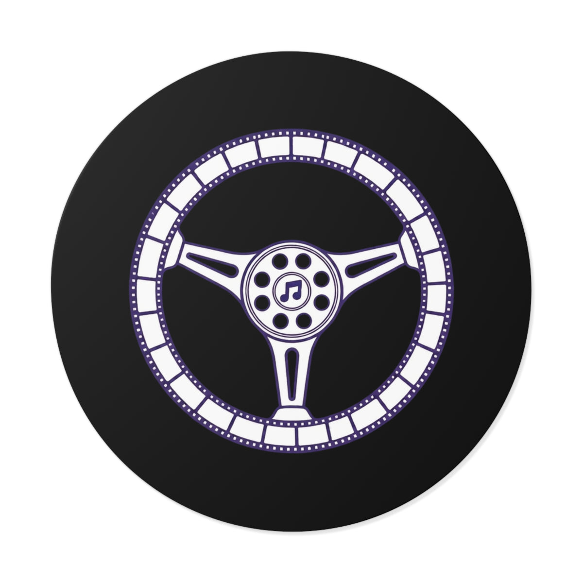 Cars, Music & Movies Round Vinyl Stickers – Steering Wheel Logo