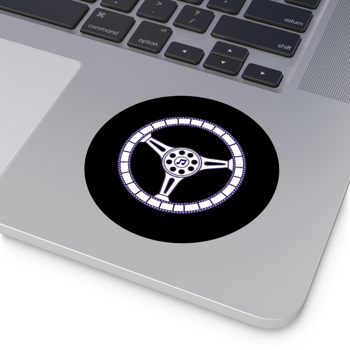 Cars, Music & Movies Round Vinyl Stickers – Steering Wheel Logo