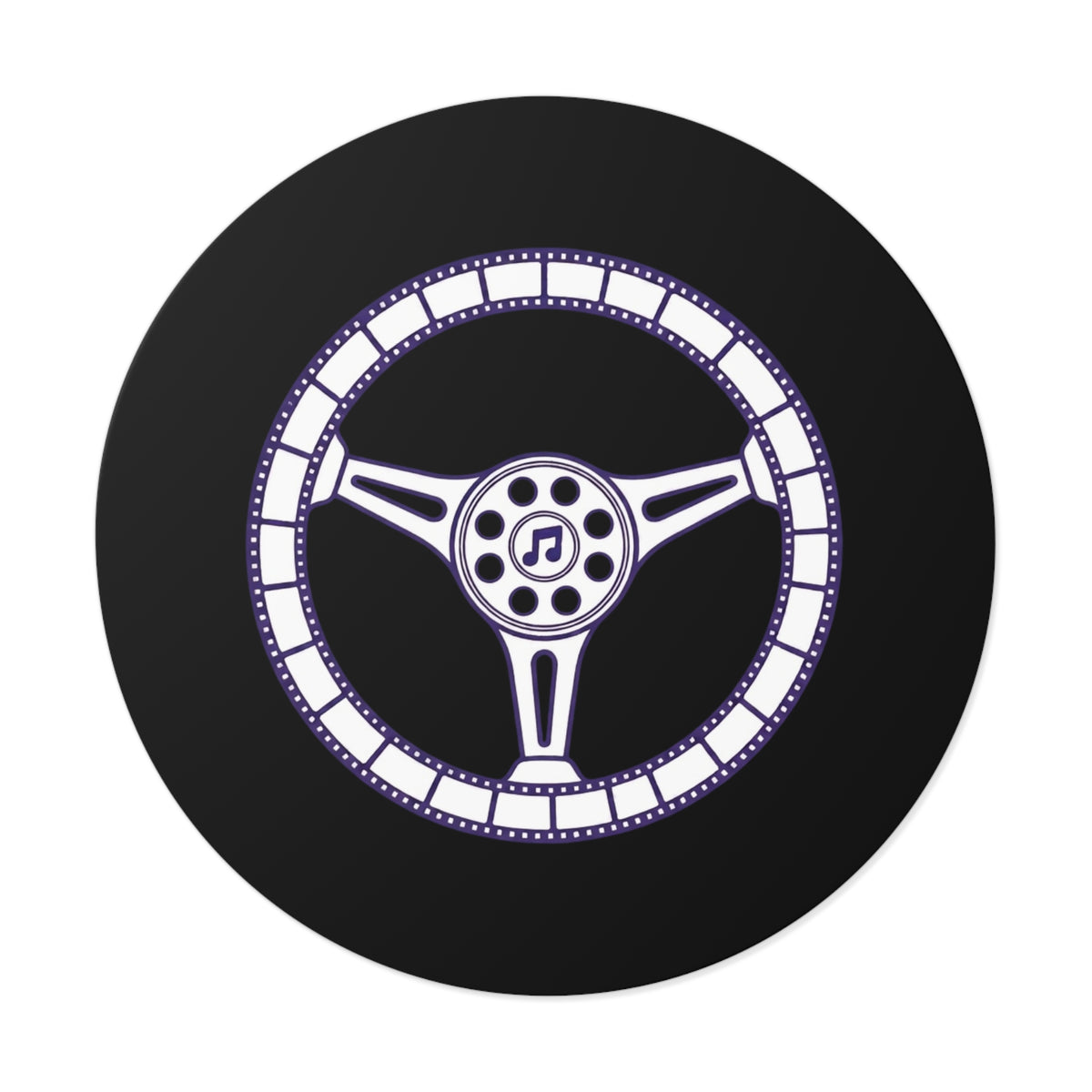 Cars, Music & Movies Round Vinyl Stickers – Steering Wheel Logo