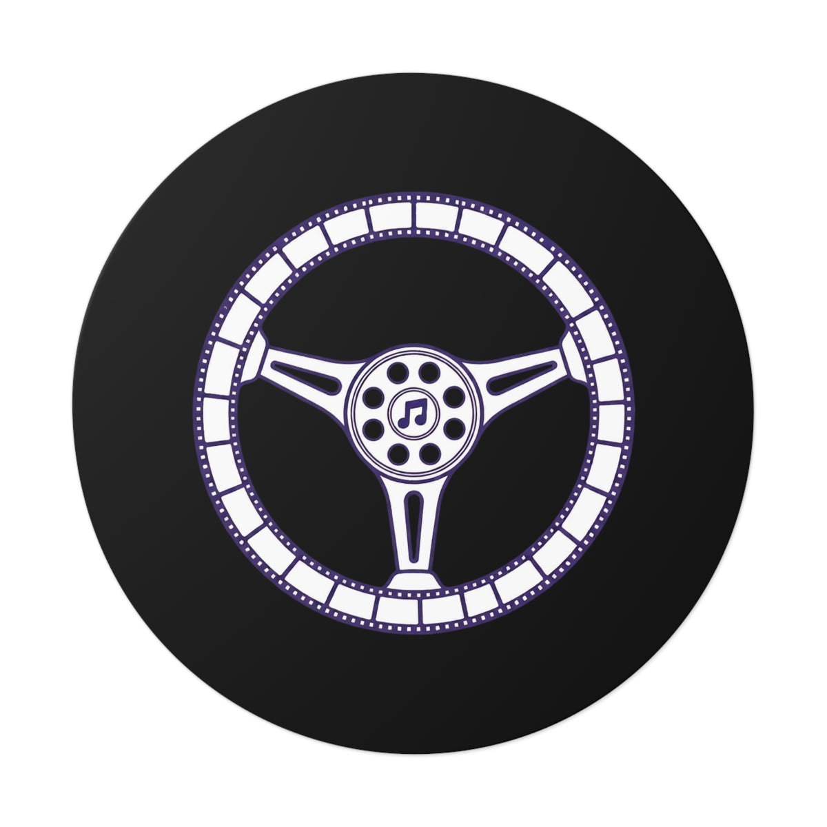 Cars, Music & Movies Round Vinyl Stickers – Steering Wheel Logo