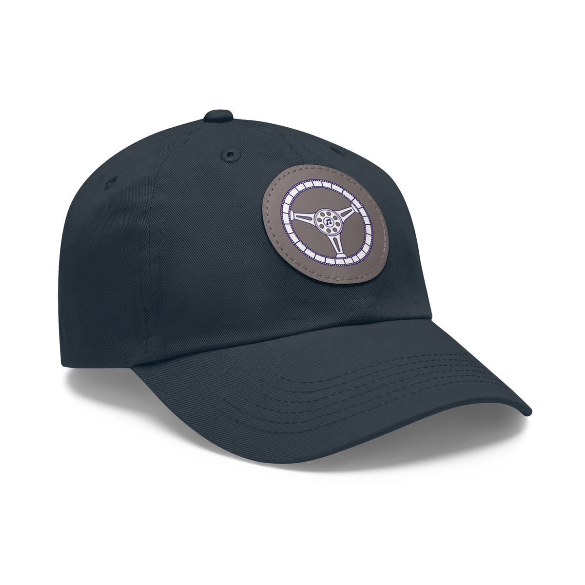 Cars, Music & Movies Leather Patch Hat – Film Strip Steering Wheel Logo