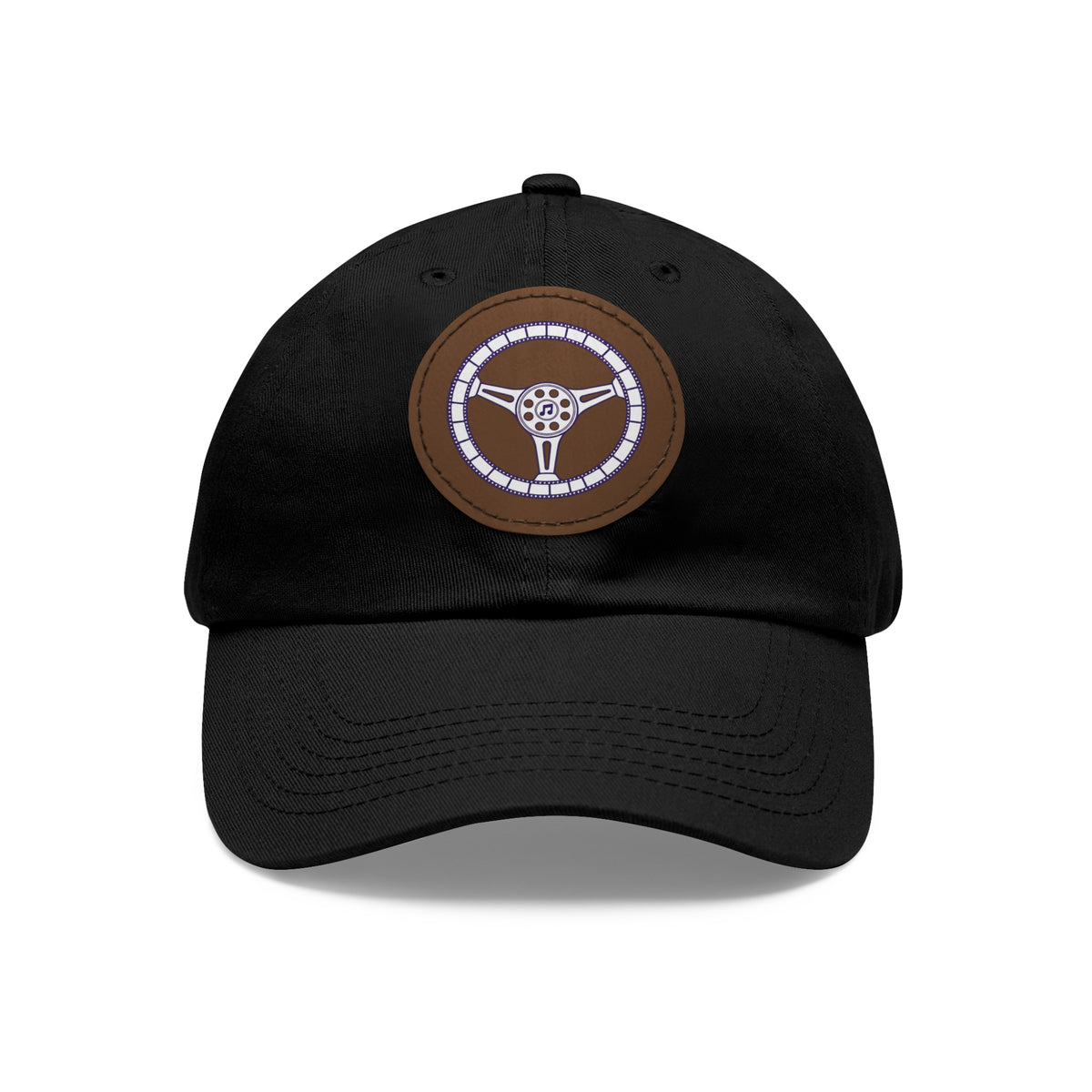 Cars, Music & Movies Leather Patch Hat – Film Strip Steering Wheel Logo