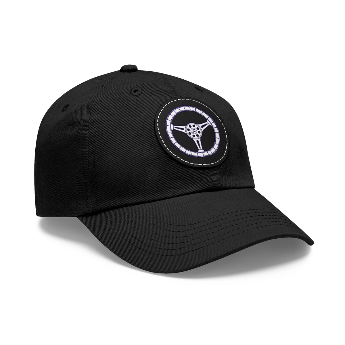 Cars, Music & Movies Leather Patch Hat – Film Strip Steering Wheel Logo