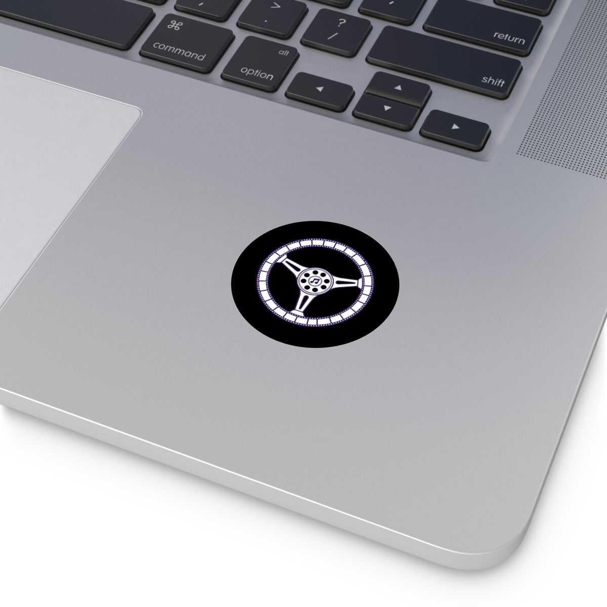 Cars, Music & Movies Round Vinyl Stickers – Steering Wheel Logo