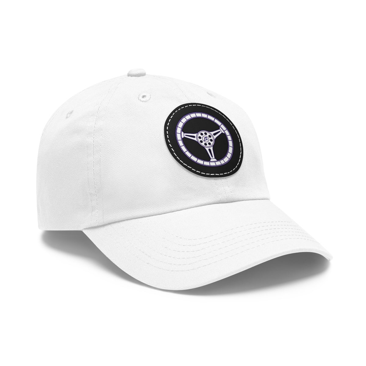 Cars, Music & Movies Leather Patch Hat – Film Strip Steering Wheel Logo